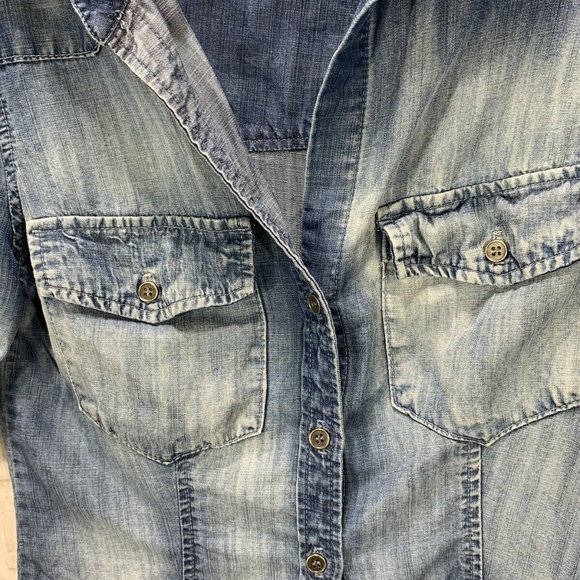 Cloth And Stone Denim Shirt Roll Tab Sleeve Tencel - Picture 6 of 10